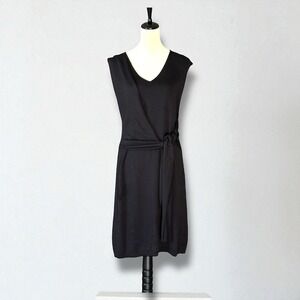 Peruvian Connection Harbour Island Black Silk Blend Sweater Dress Medium